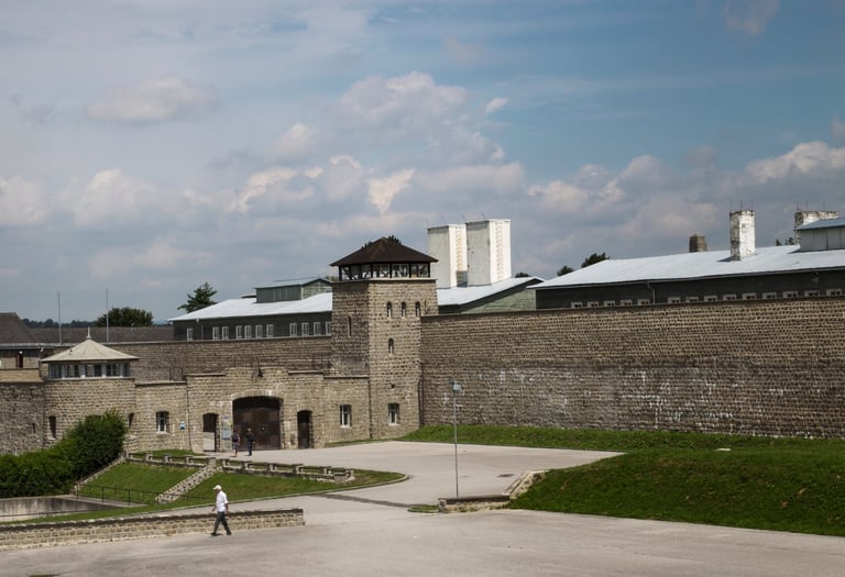 Mauthausen concentration camp memorial Austria - Nazi concentration camp main entrance