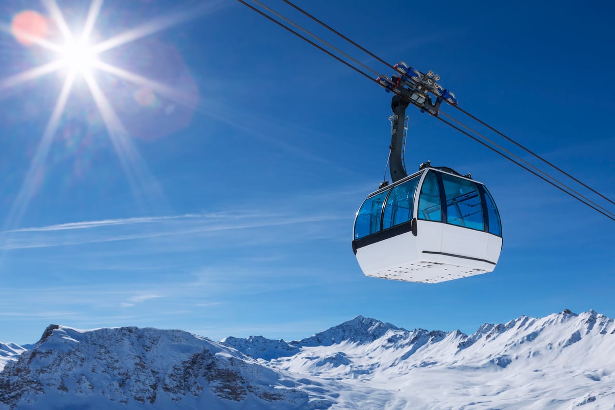 cable car in a mountain area, France