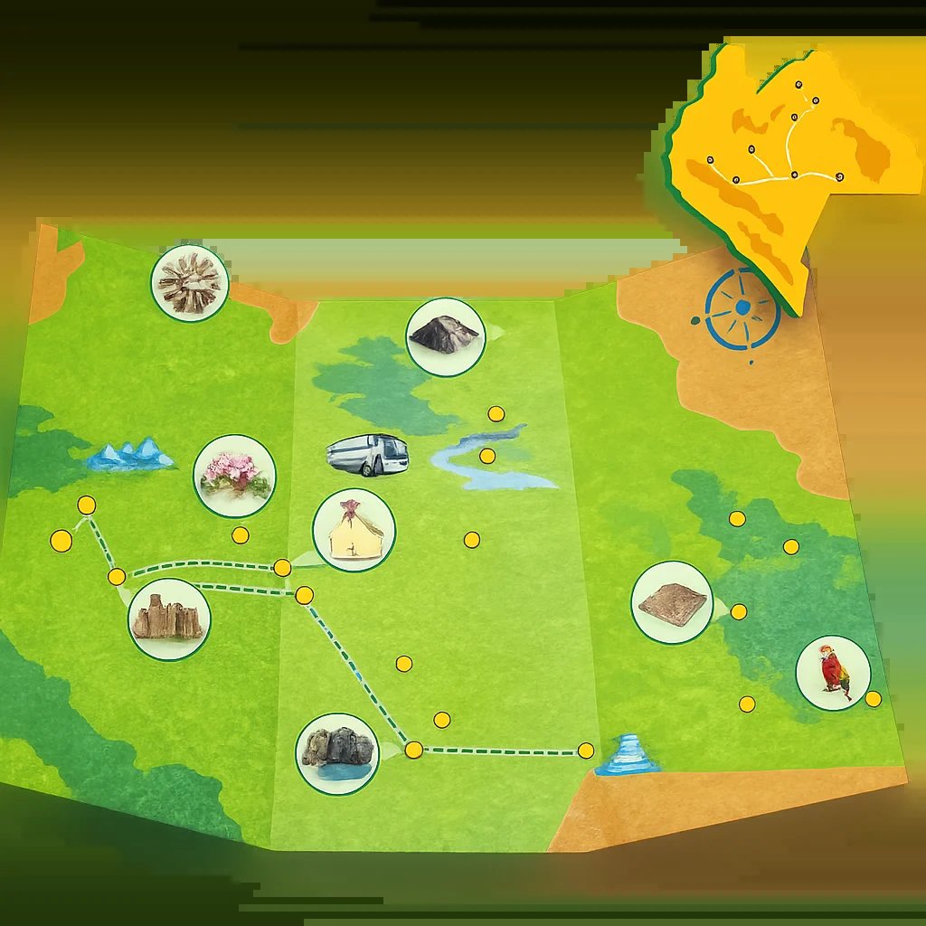 Mapa de Chiapas con atractivos turísticos, zonas arqueológicas y cascadas marcados con rutas de viaje