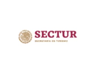 SECTUR logo with Mexican seal and Secretaría de Turismo text in maroon